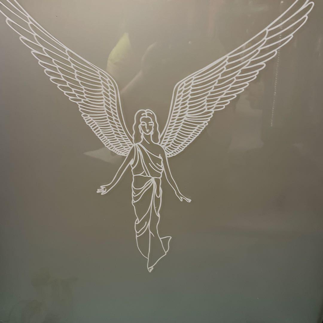 天使の翼デザイン ガラス絵　ディスプレー　照明付けパネル　0279KD