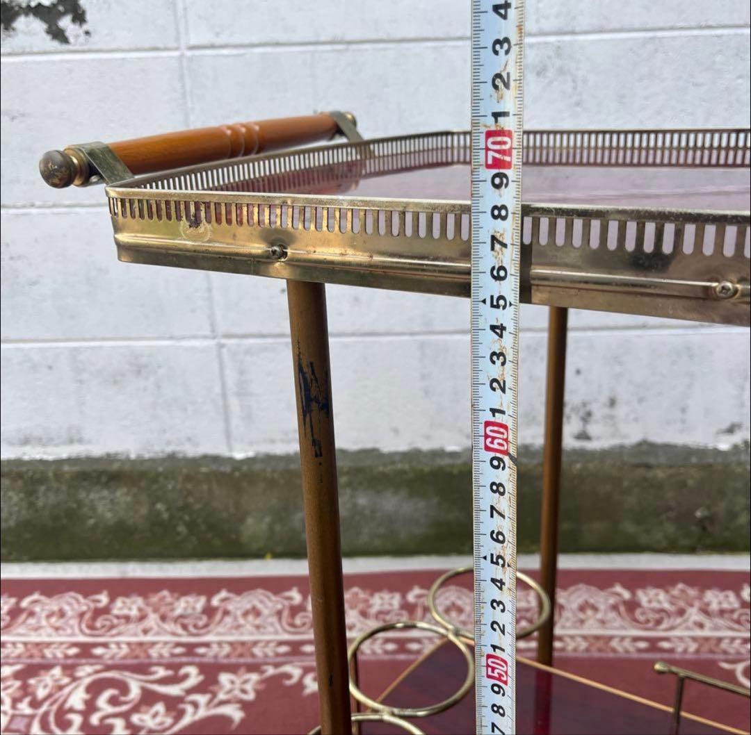 古家具 アンティークデザイン◾️キッチンワゴン 台車 木製ウッドハンドル