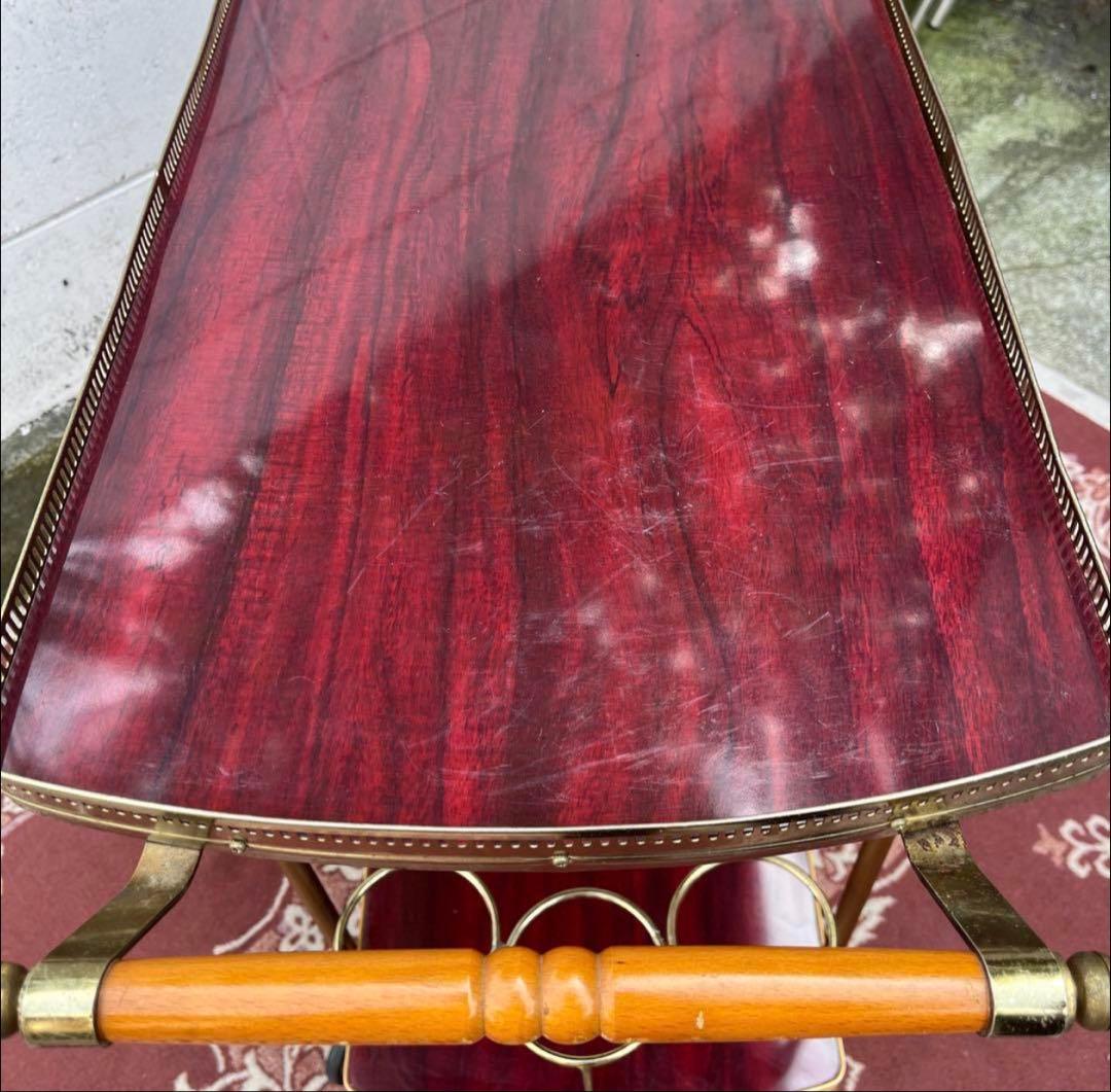 古家具 アンティークデザイン◾️キッチンワゴン 台車 木製ウッドハンドル