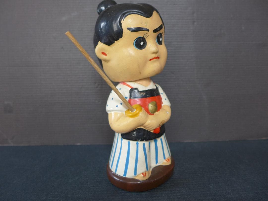 時代物【良品】昭和30年代　赤胴鈴之助　首振り人形陶器彩色 少年画報 昭和レトロ