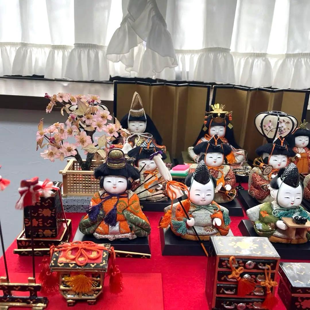 雛人形 お雛様 15人揃　木目込み人形 レトロ　お人形のみ