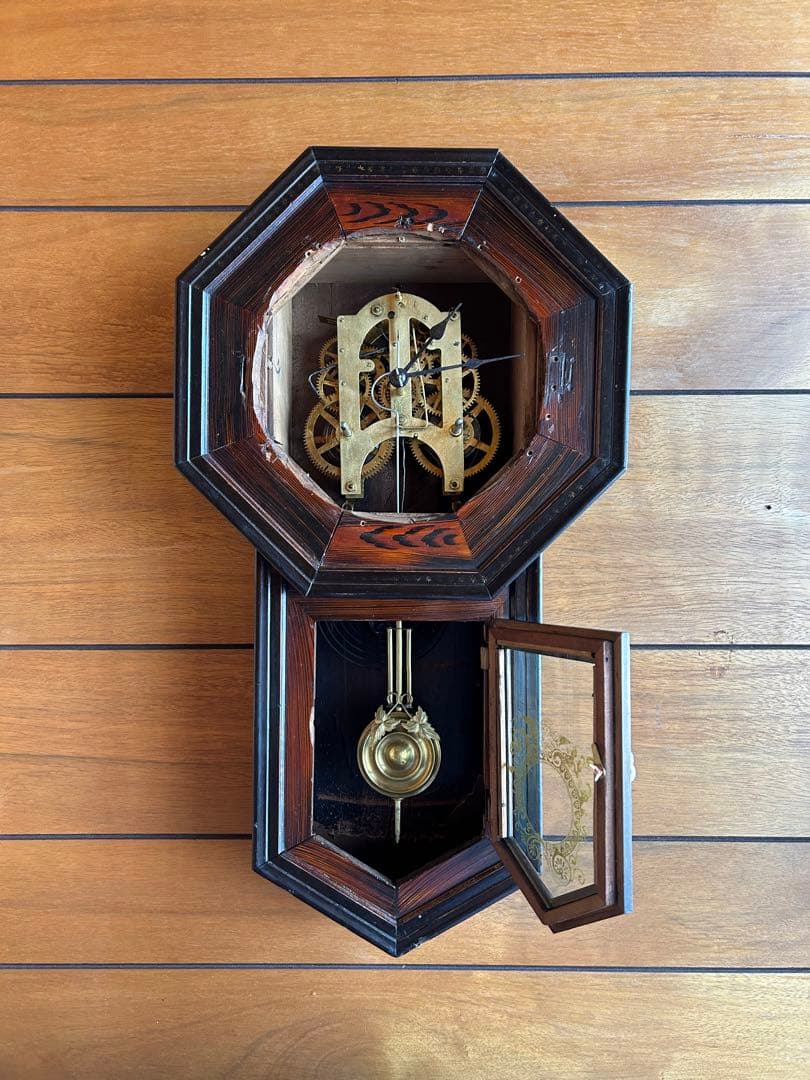 柱時計　掛時計　ゼンマイ　整備済　オーバーホール　レトロ　アンティーク　15