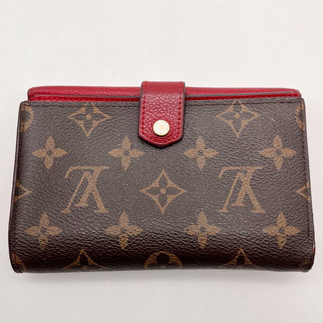 ルイヴィトン　モノグラム　ポルトフォイユ　パラス　コンパクト　二つ折り財布　赤