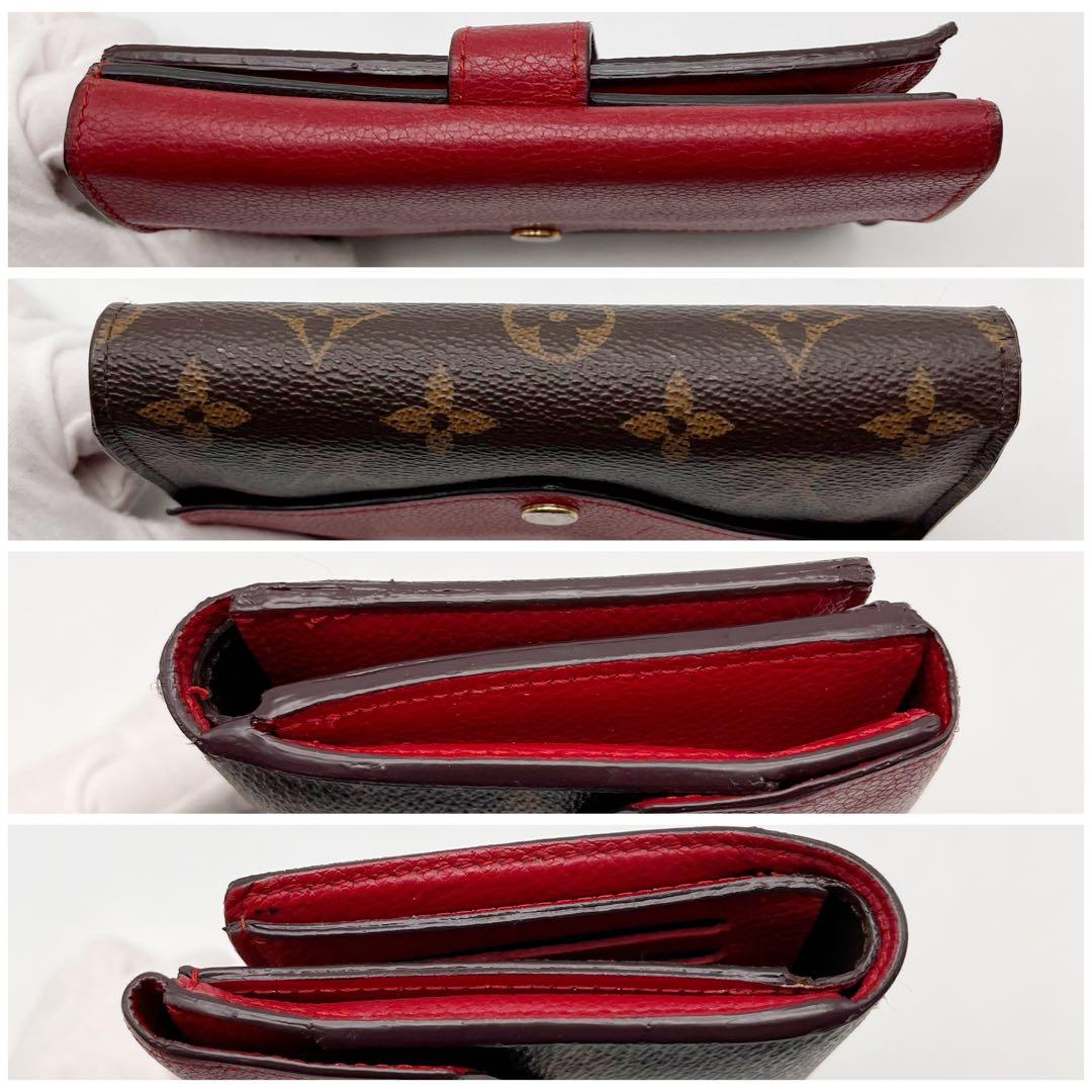 ルイヴィトン　モノグラム　ポルトフォイユ　パラス　コンパクト　二つ折り財布　赤