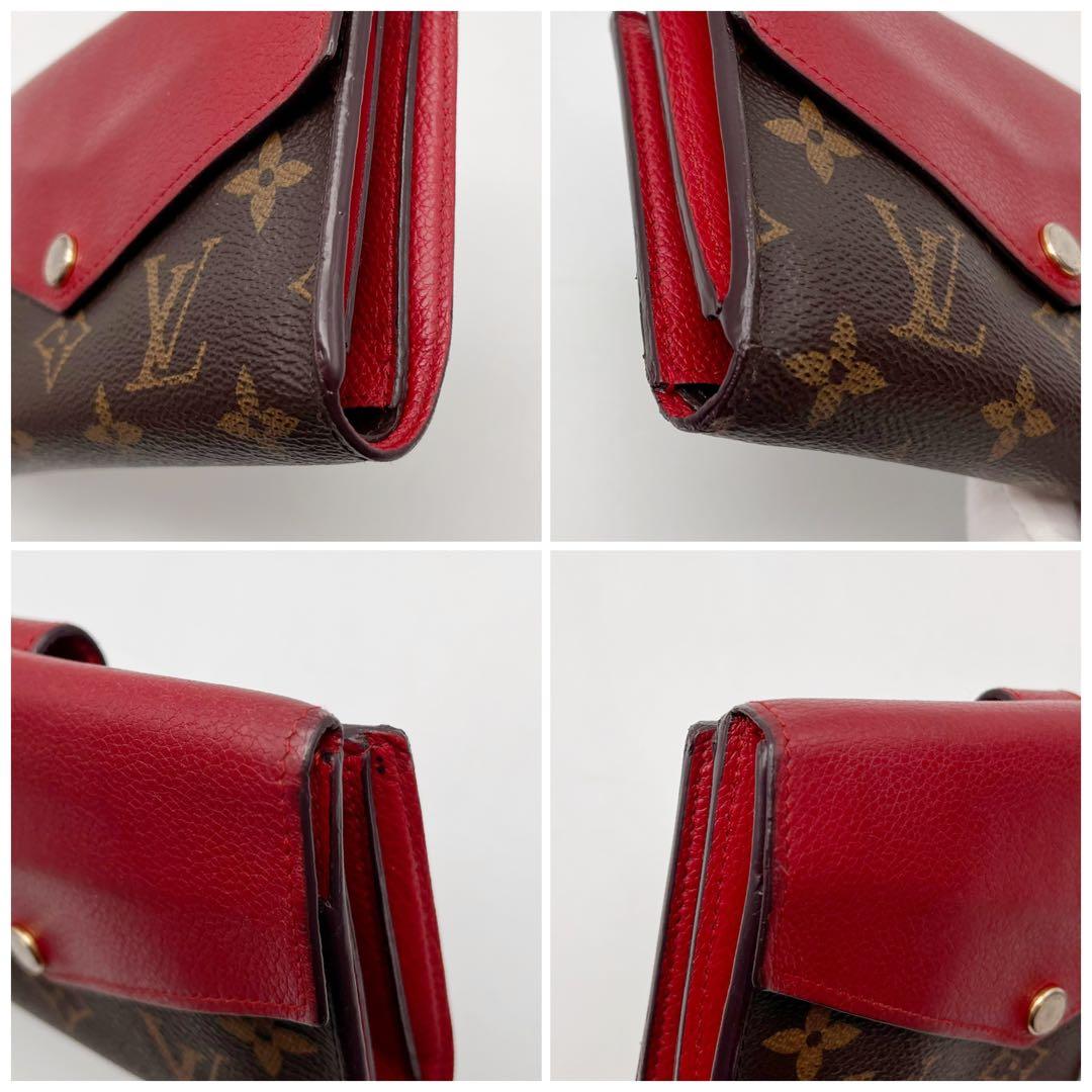 ルイヴィトン　モノグラム　ポルトフォイユ　パラス　コンパクト　二つ折り財布　赤