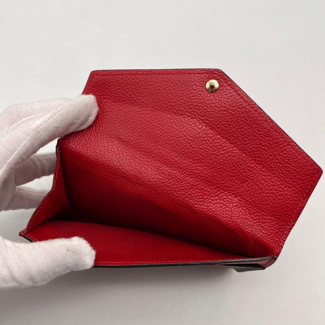 ルイヴィトン　モノグラム　ポルトフォイユ　パラス　コンパクト　二つ折り財布　赤