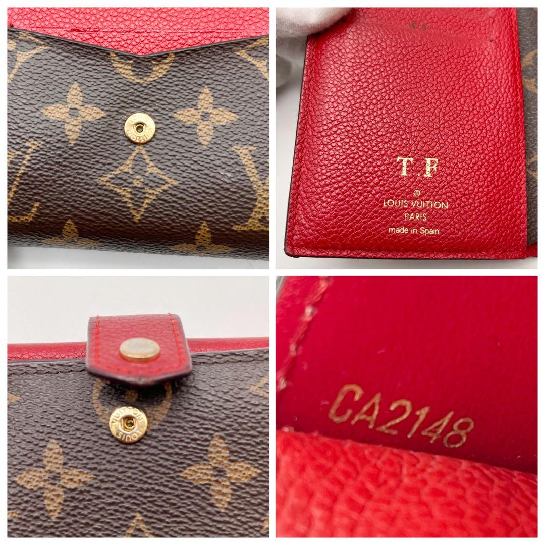 ルイヴィトン　モノグラム　ポルトフォイユ　パラス　コンパクト　二つ折り財布　赤