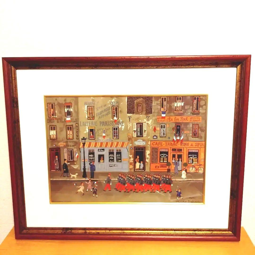 大判リトグラフ 7月14日のパレード ミシェル・ドラクロア 版上サイン有