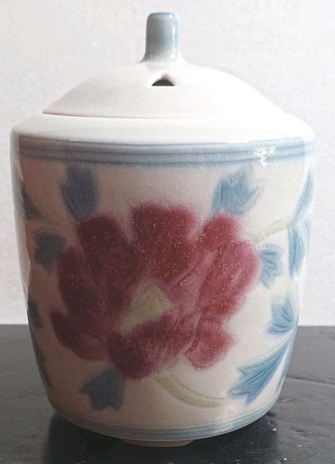 森洋作品 彩瓷牡丹紋香炉
