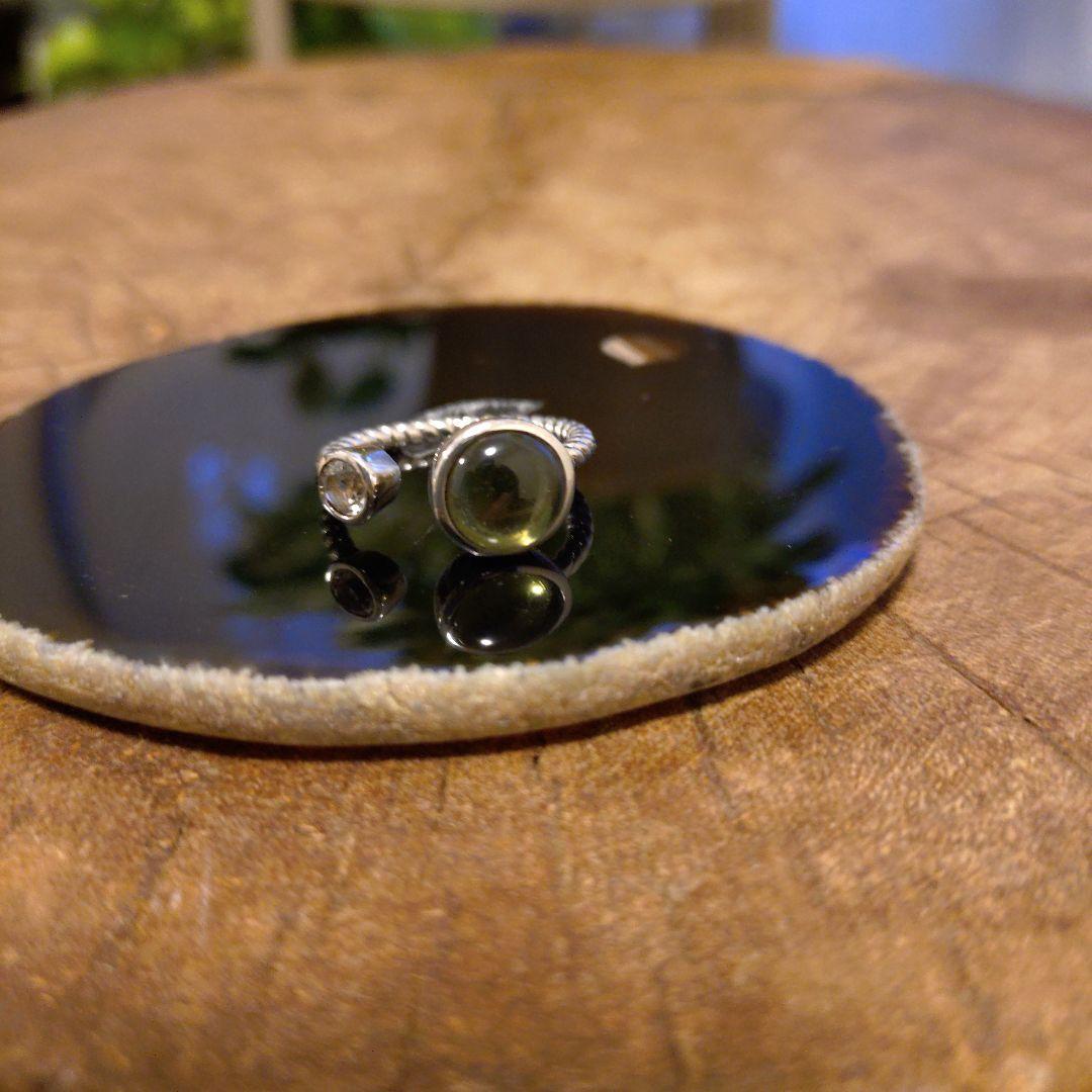 【お値下げ】モルダバイト✕ダンビュライト シルバーリング 13号