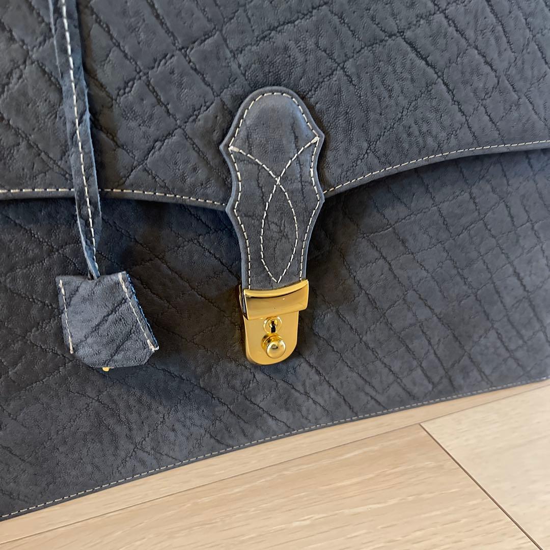 はなみ品✨️エレファントレザー エキゾチックレザー ビジネスバッグ グレー
