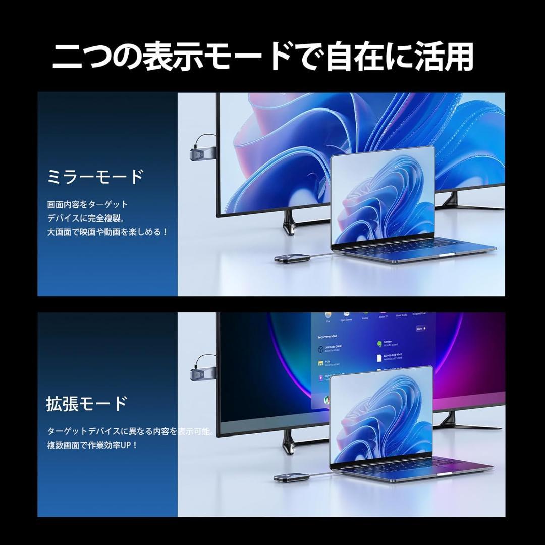 ワイヤレス HDMI 無線送受信機セット 4K@30Hz PD65W充電対応