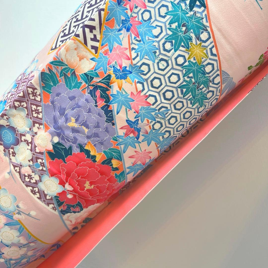 435 振袖フルセット 正絹 難あり 桃 ピンク 水色 紫 カラフル