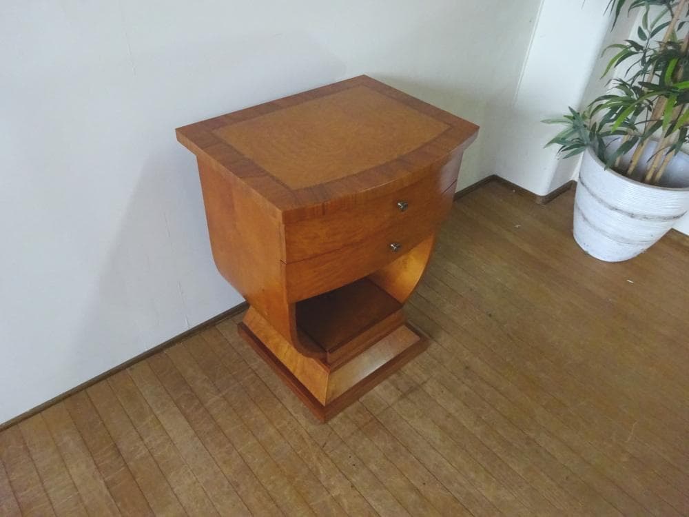 ふくろうイタリア製　ナイトテーブル　ランプ台　花台　象嵌　　美品