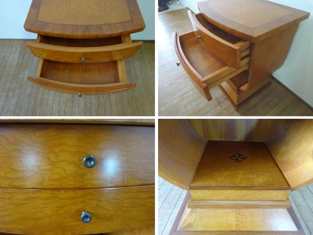 ふくろうイタリア製　ナイトテーブル　ランプ台　花台　象嵌　　美品