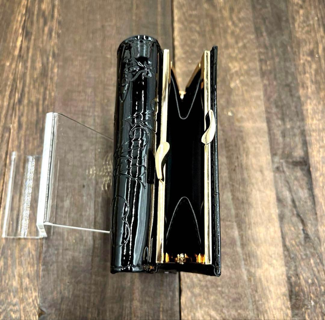 新品未使用　ヴィヴィアンウエストウッド 三つ折財布　黒　エナメル　がま口　⑤