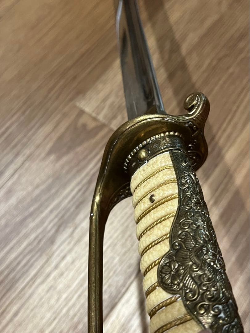 本日限定★旧日本軍　鮫皮柄　旧大日本帝国海軍士官短剣　長剣セット剣帯付