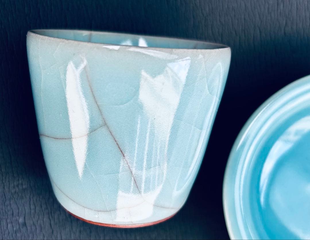 人間国宝　鈴木三成作　青瓷「氷裂」「淀青」 2点セット