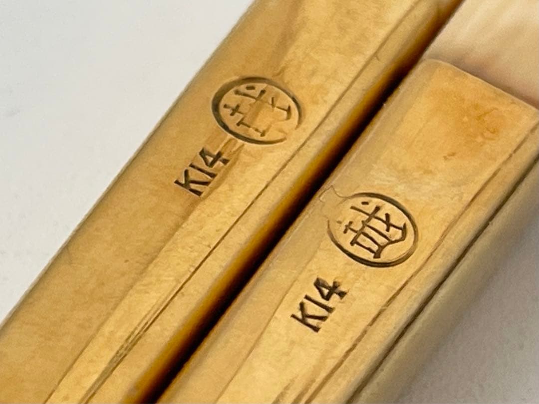 K14 金製　御箸　金属製　金の箸　三越謹製　桐箱付き　14K 14金　祝膳
