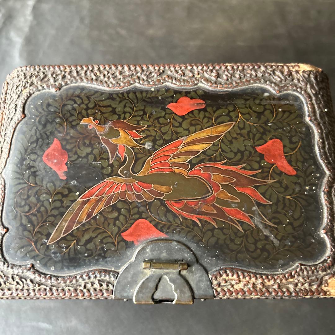 ミニ箪笥　琉球鳳凰漆絵小箪笥？　漆工　沖縄 ？　鳳凰