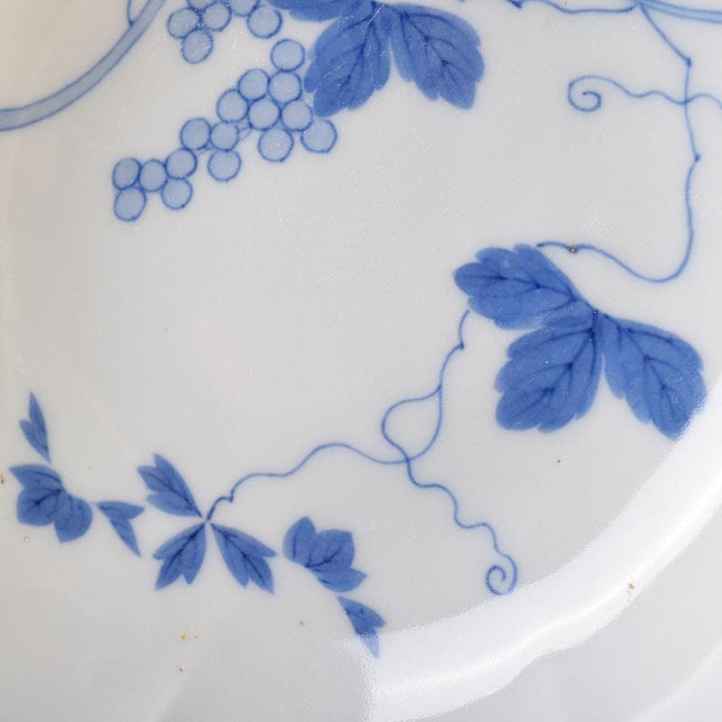 かず　鍋島焼　藍鍋島　葡萄文　五寸皿　時代箱付　V　R8114