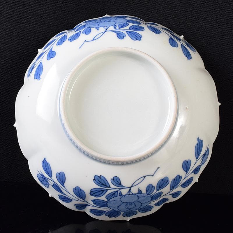 かず　鍋島焼　藍鍋島　葡萄文　五寸皿　時代箱付　V　R8114