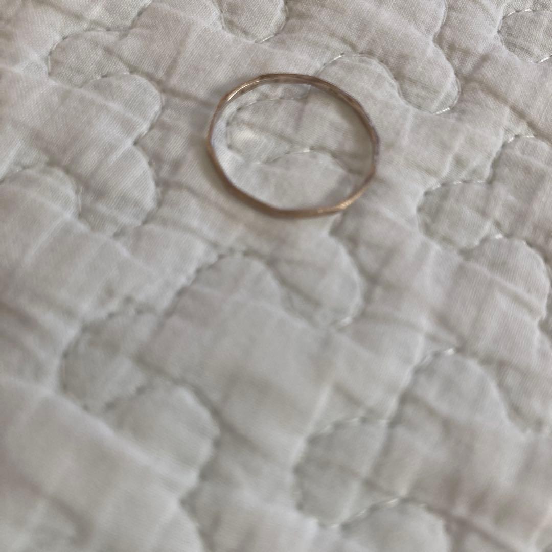 k18 ピンクゴールド　角つや消しリング　シルバーと2本セット　15号