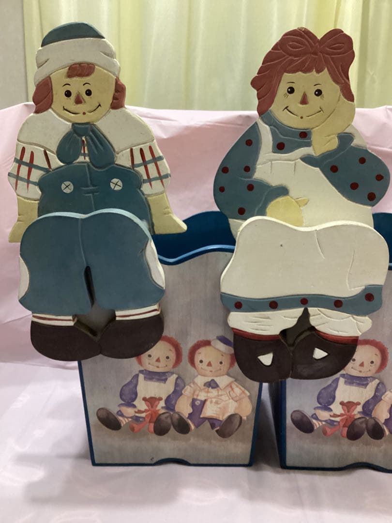 ラガディ・アンとアンディ　トールペイント木製人形デザイン収納ボックス　カントリー