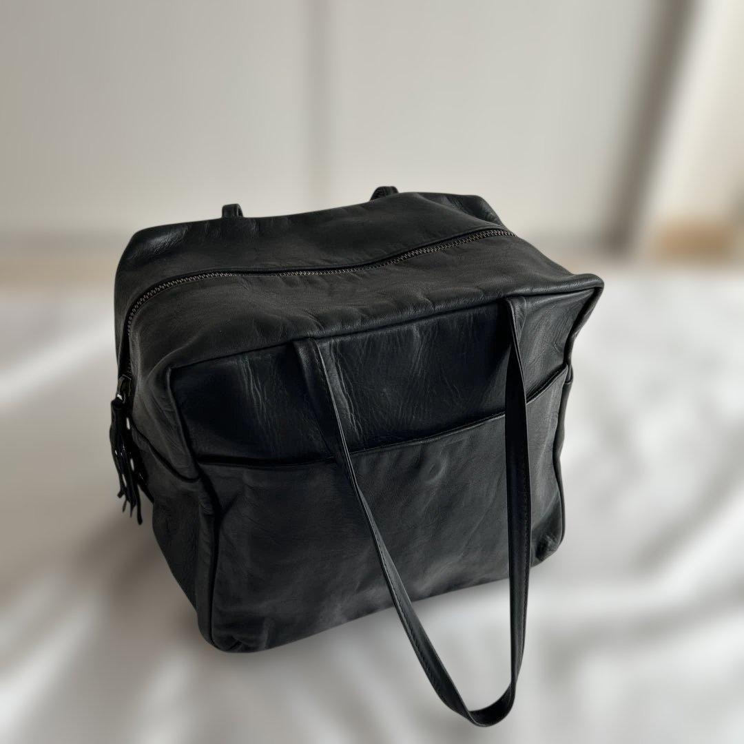 ダンサーカレバッグ　レザーショルダーバッグ　Lサイズ ブラック