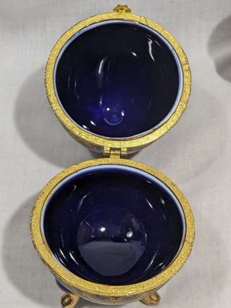 Meissen　マイセン　卵型ジュエリーボックス　大·小　置物　オブジェ　陶器