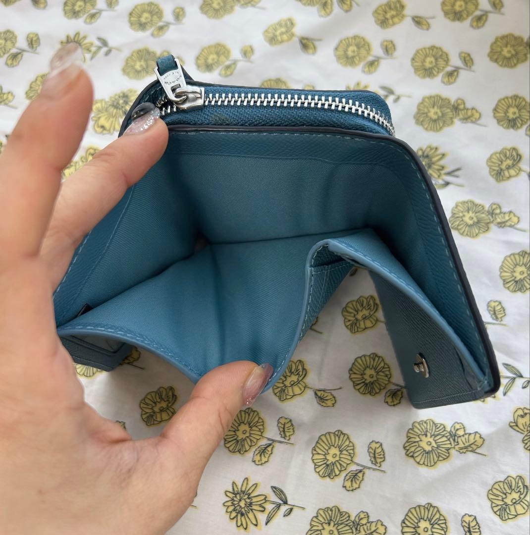 も*迎様 コーチ　COACH 三つ折り財布　ブルー