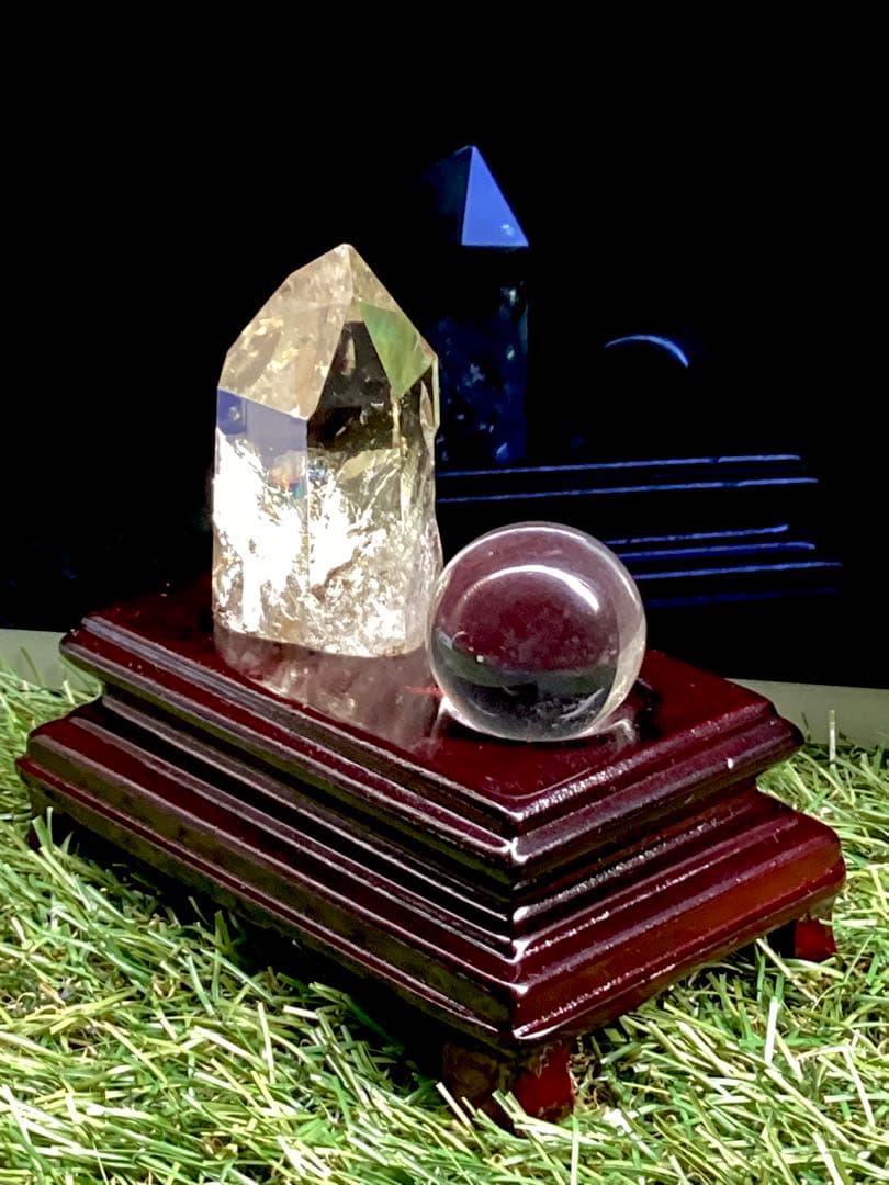 ✳最強の風水**ガネーシュヒマール水晶＆レモン水晶　お守り*守護石　鑑別書付‼️