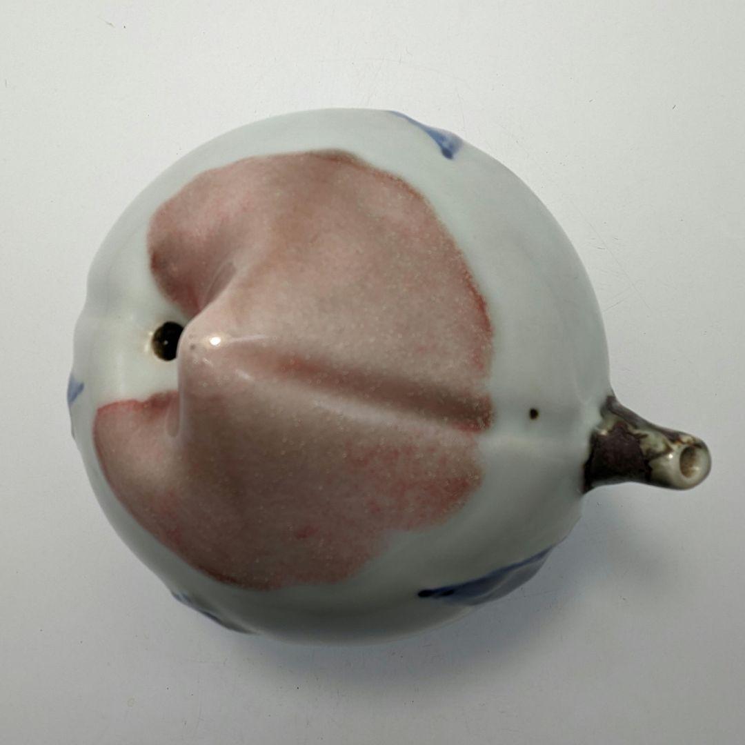 李朝 特大桃型水滴 辰砂青華彩 高麗白磁 染付 李氏朝鮮 書道具 水差 水注