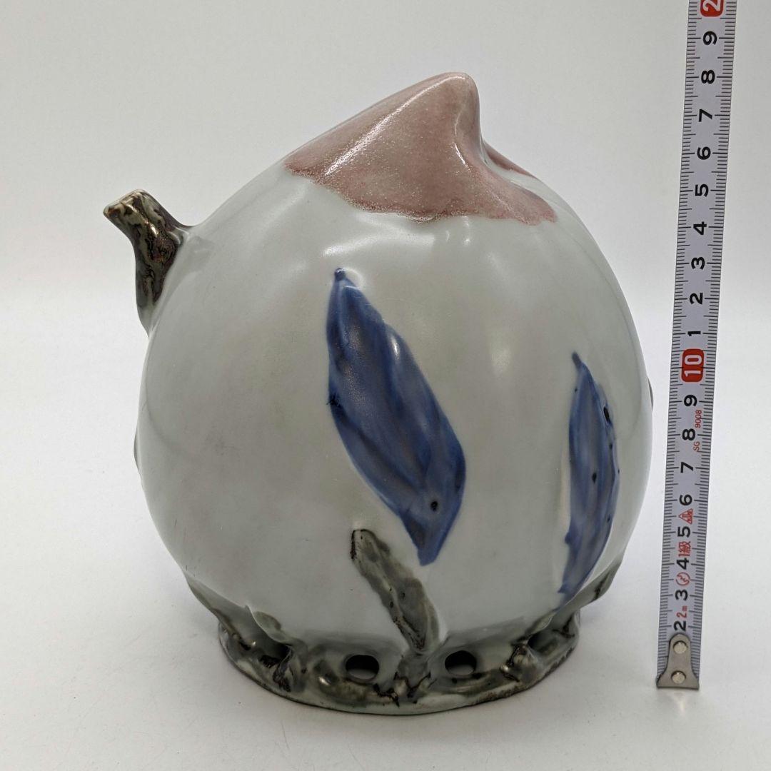 李朝 特大桃型水滴 辰砂青華彩 高麗白磁 染付 李氏朝鮮 書道具 水差 水注