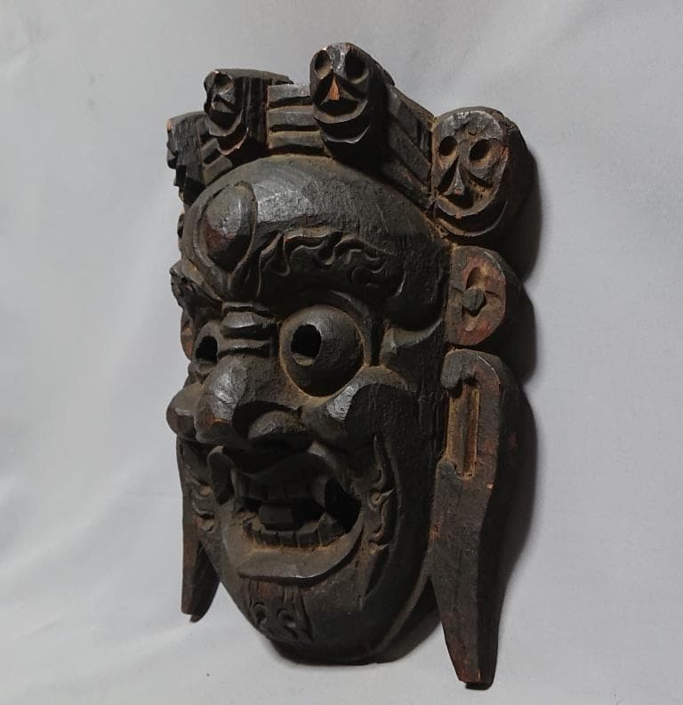 コレクター収集品　木彫　チベットの面