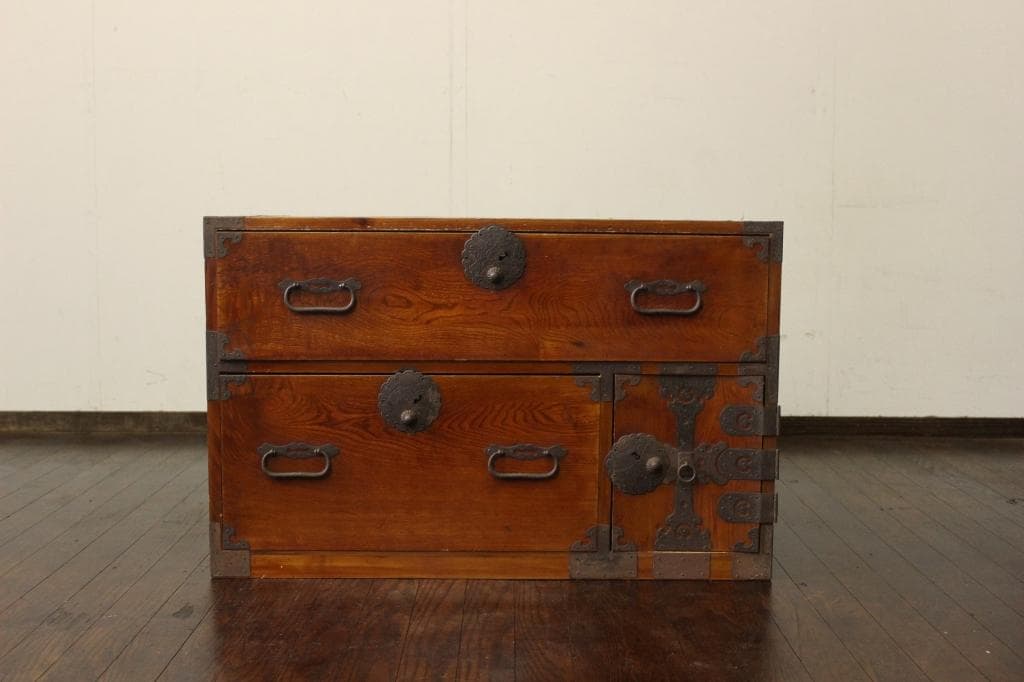 欅材！庄内箪笥・4杯！ 時代箪笥和家具古道具古家具古民藝和モダンローボード古布