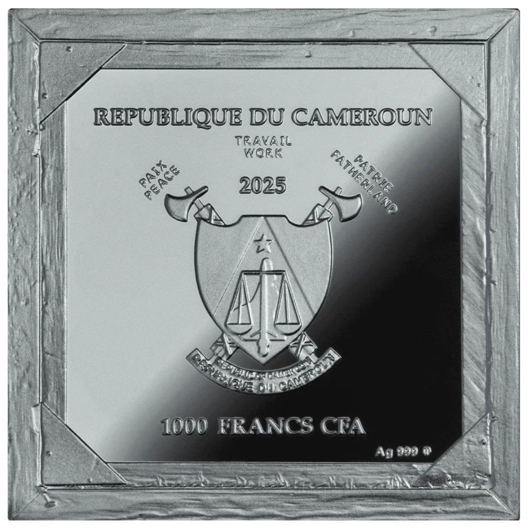 銀貨 四角型 ヴァイオリンを弾く死神のいる自画像 ブラックプルーフ 1オンス