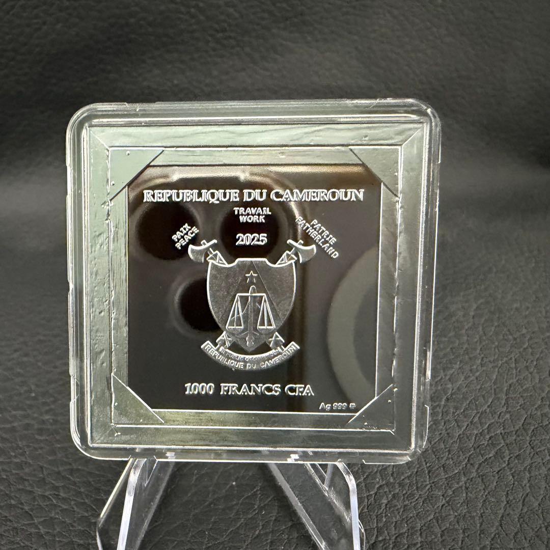 銀貨 四角型 ヴァイオリンを弾く死神のいる自画像 ブラックプルーフ 1オンス