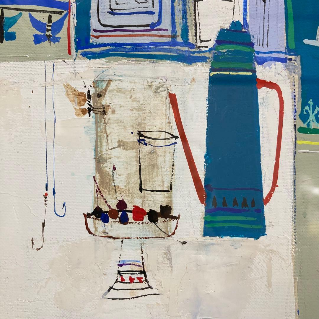 【真作保証】早川義孝「アトリエの中で」油彩0号 額装 絵画 抽象画