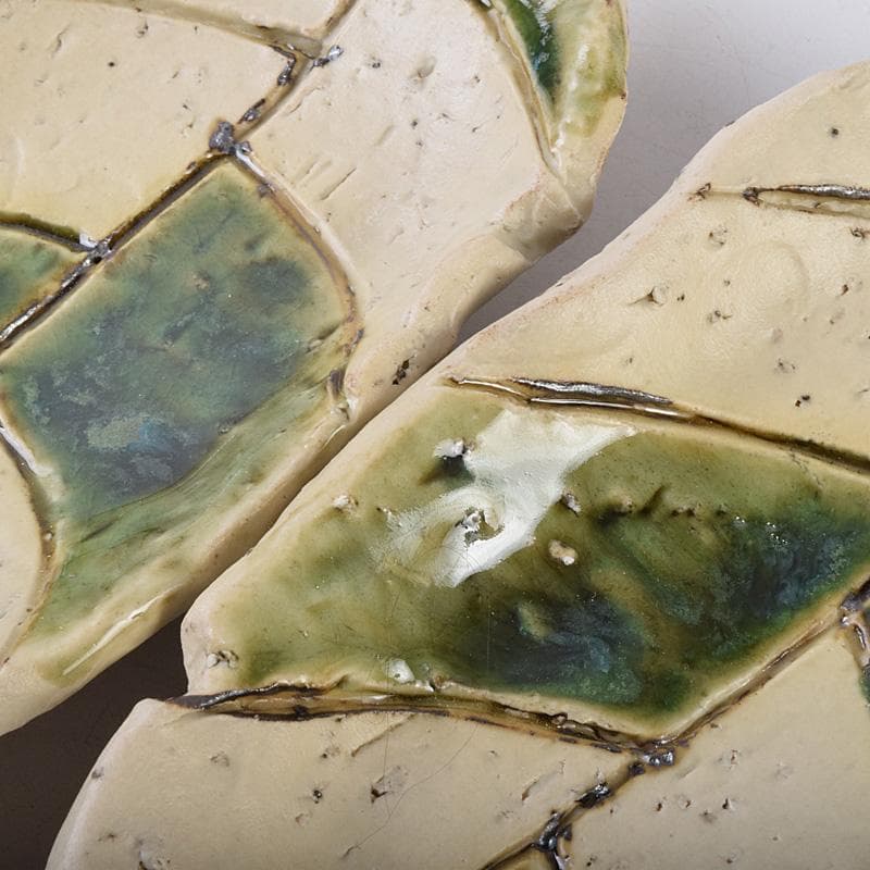 北大路魯山人作　織部焼　木之葉皿　五客　共箱　U　R8974