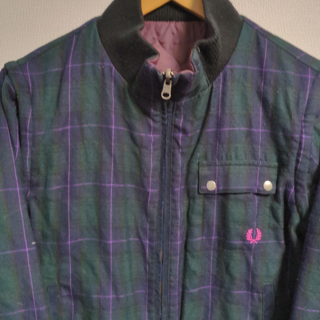 フレッドペリー 中綿ブルゾン リバーシブル 月桂樹 ロゴ チェック柄 L