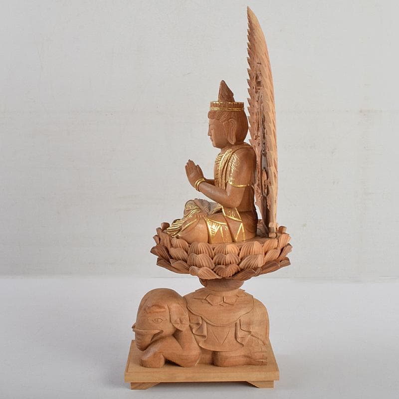 アンバサ松園大龍作白檀　普賢菩薩像　仏像　保証書付　共箱　D　R9410B