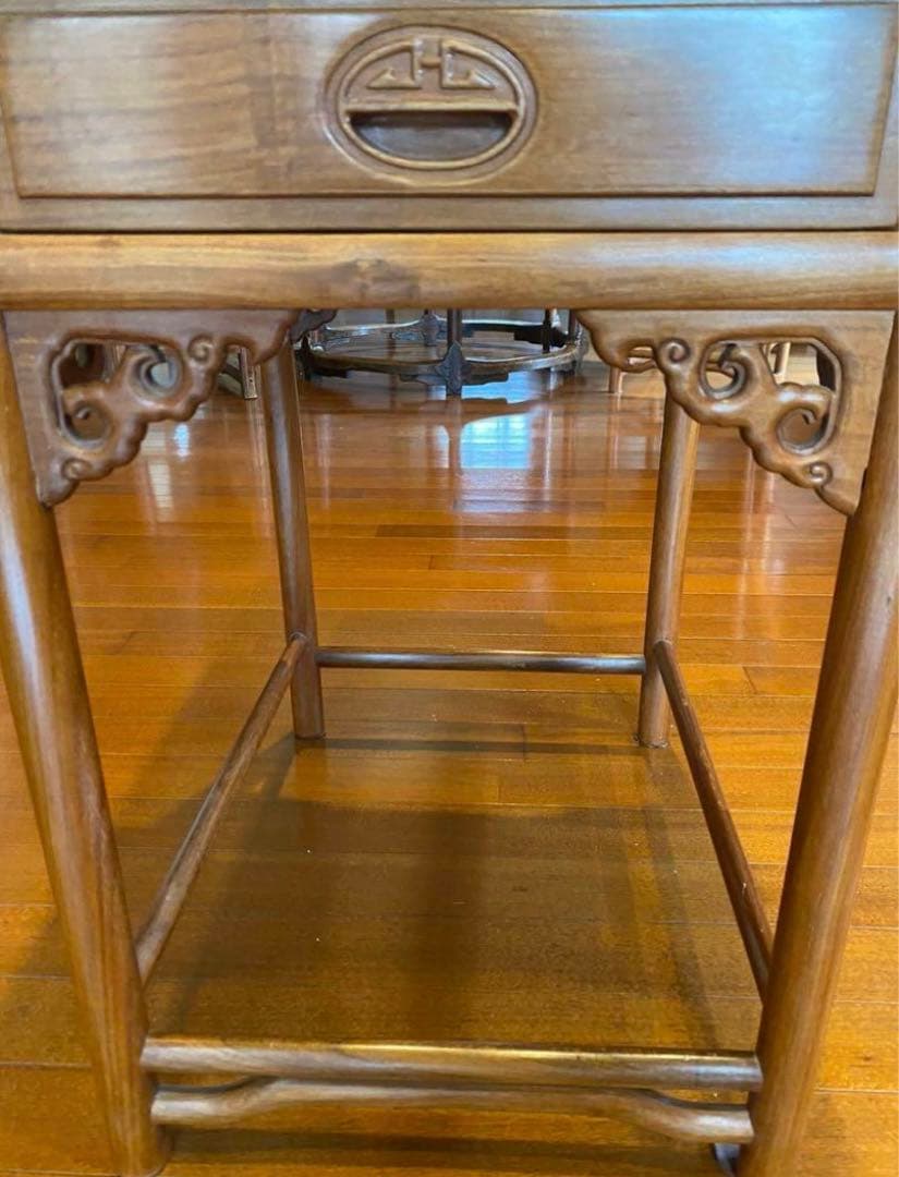 中国アンティーク　無垢材　テーブル　飾り台オブジェ