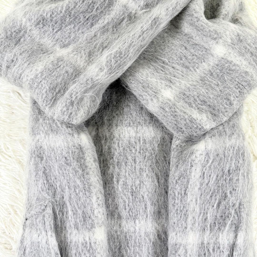 美品✨ 23区 マンテコ生地 シャギーチェック ダブルチェスターコート　グレー