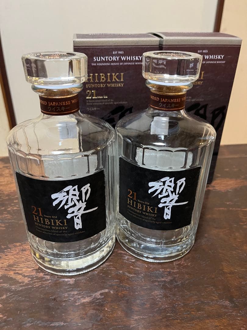 サントリー ウイスキー 響21年 空き瓶 箱付き 未洗浄 2本セット