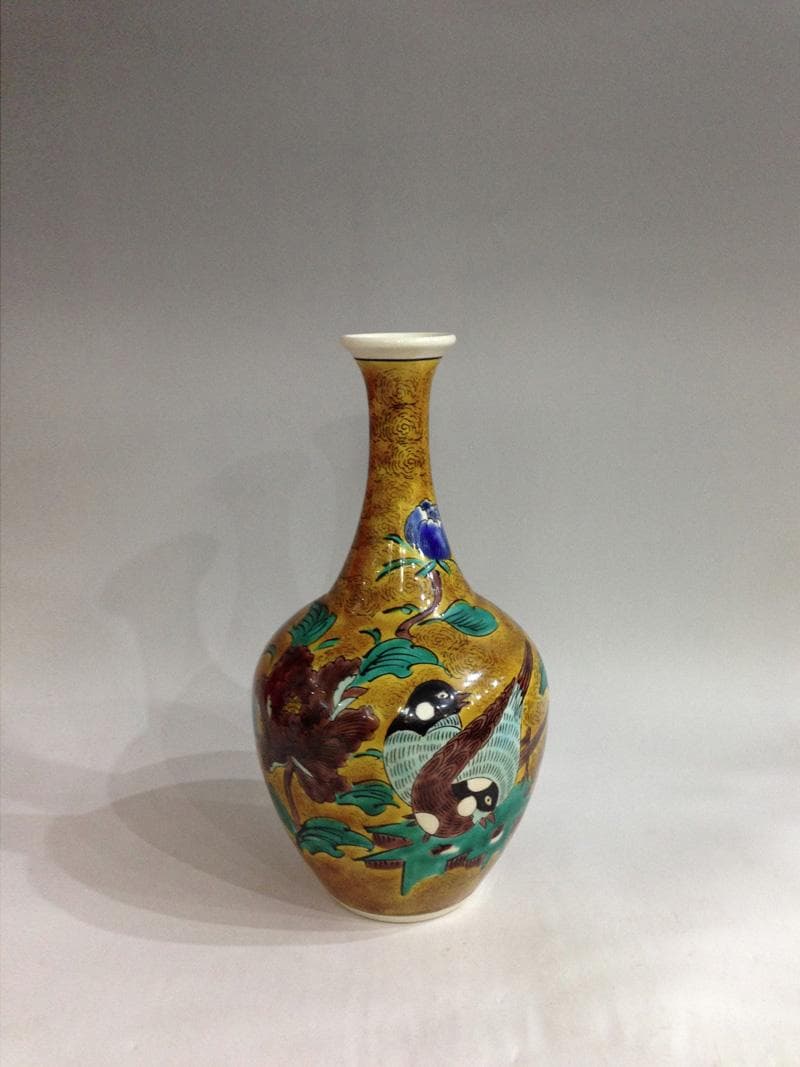 ★古美術！　吉田屋　花鳥紋飾大徳利　江戸時代後期　胴径 15cm 高 27cm