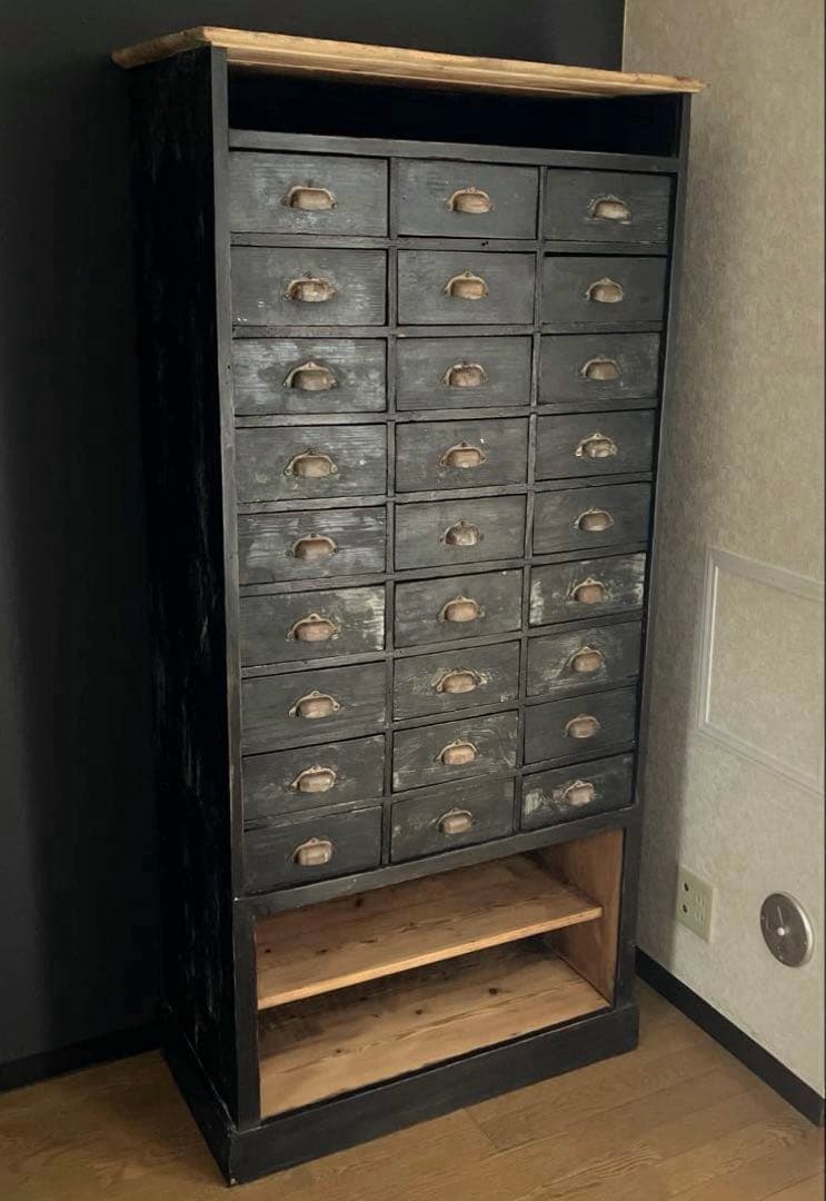 フランス アンティーク シェルフ ウッドラック キャビネット インダストリアル