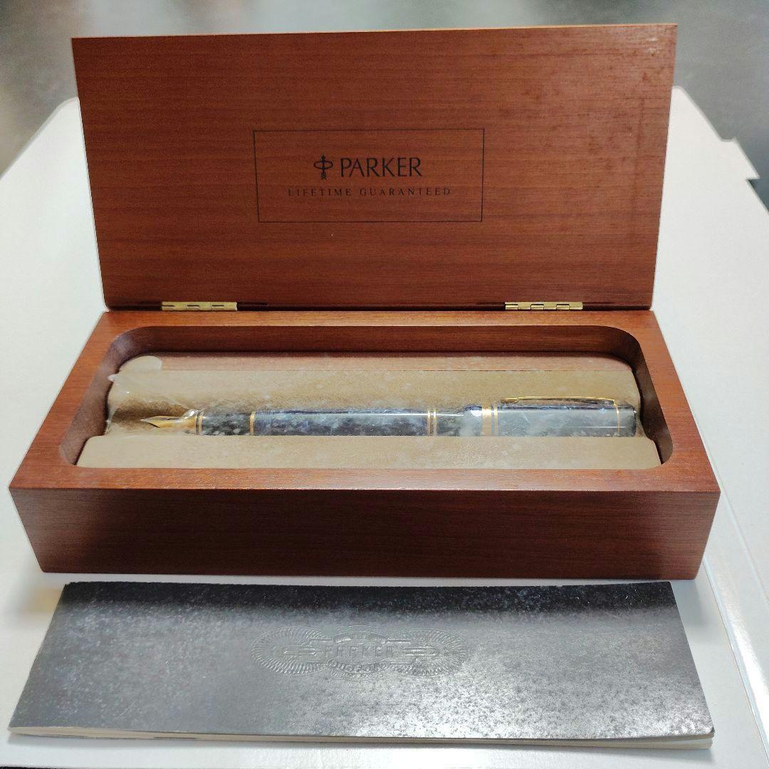 PARKER デュオフォールド 万年筆 ブルーマーブル GT 18K 英国製