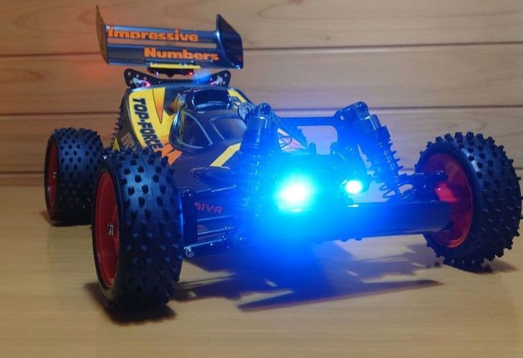 田宮トップフォースEVO.前後LEDライト付＆プロポバッテリー充電器完成品セット