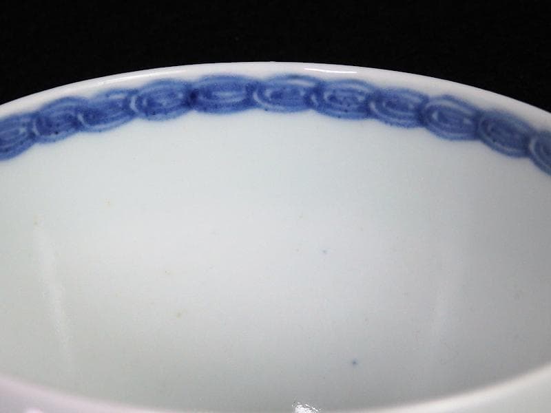 古伊万里　藍九谷　菊に蘭の図　大振蕎麦猪口　江戸中期　C552AS-BKc